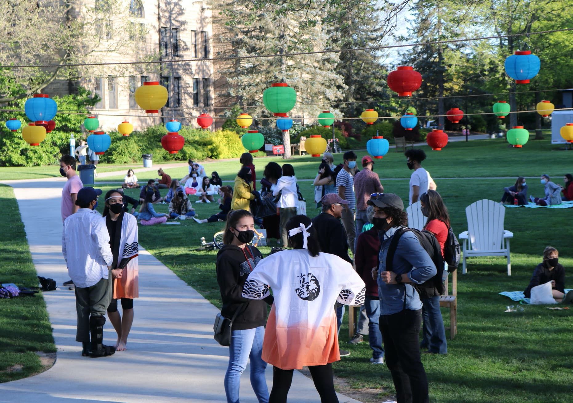 College students gather in a 