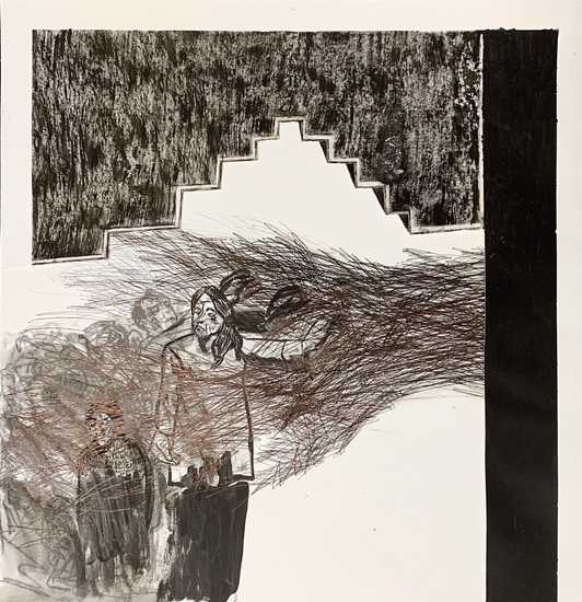 A wirey drawing of a man