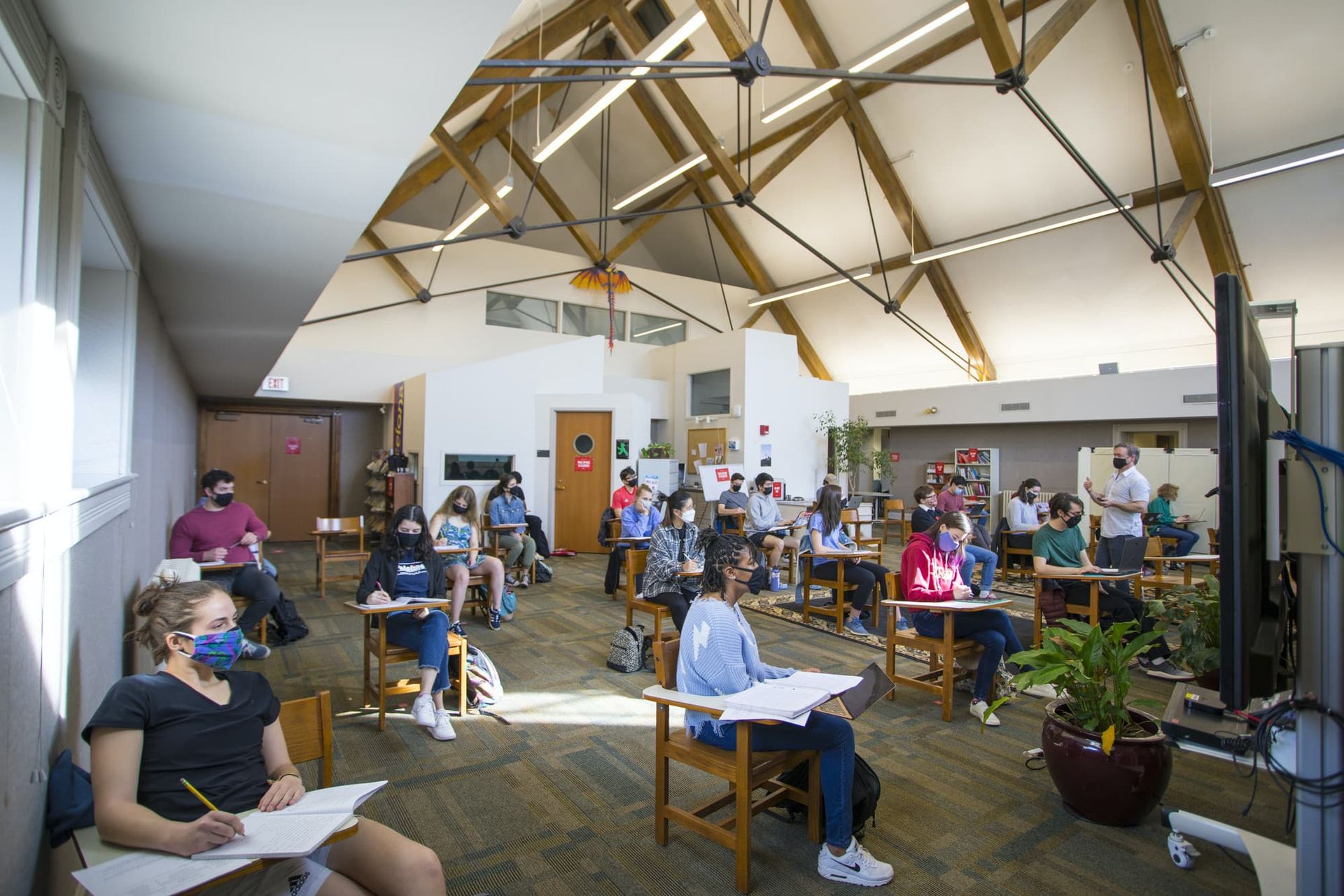 Students in a large classroom