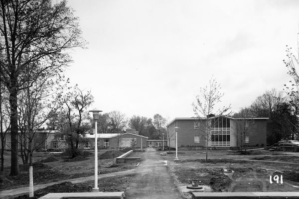 A view of the patio under construction.