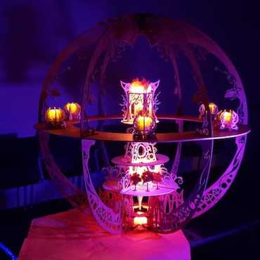 Wooden intricate cut-outs.