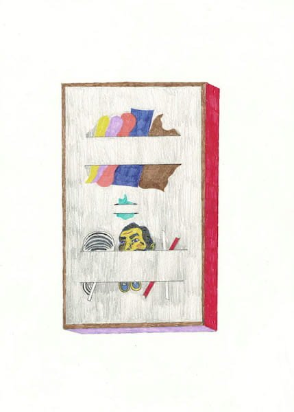 Three segmented drawn pictures