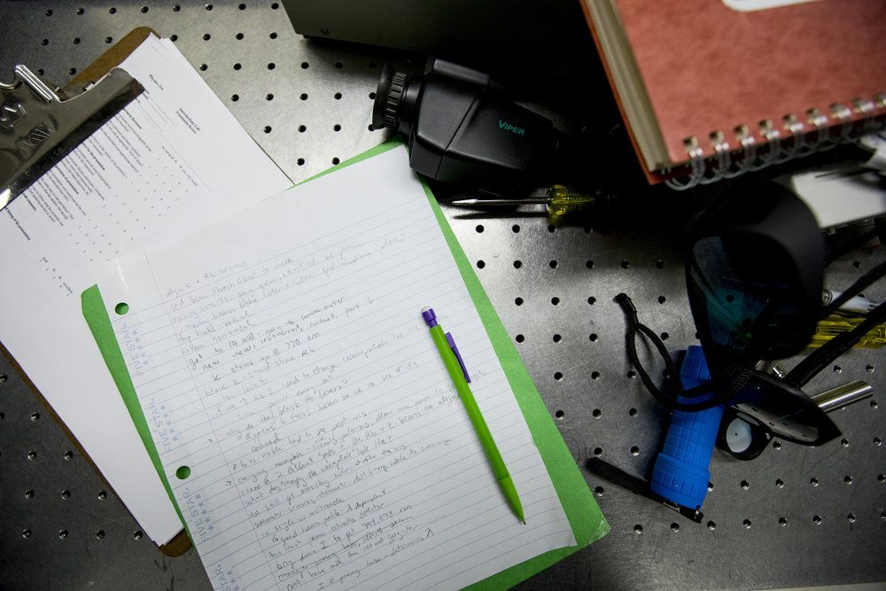 Notebook with notes.