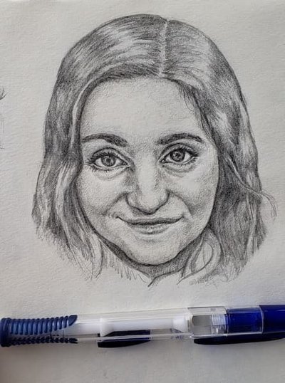 A pencil sketch of a girl.