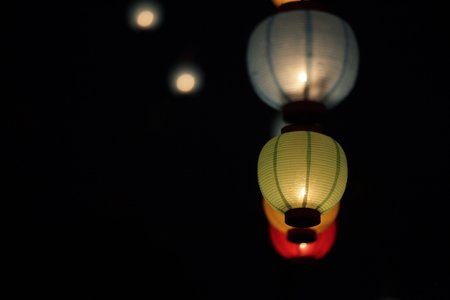 Close-up of lanterns